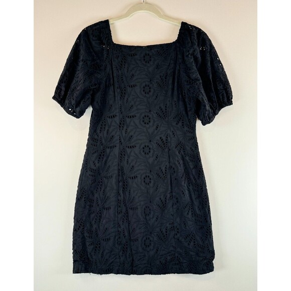 Free People Womens Dress Black Daniella Eyelet Mini Puffed Babydoll Boho Size 8 - Picture 3 of 10